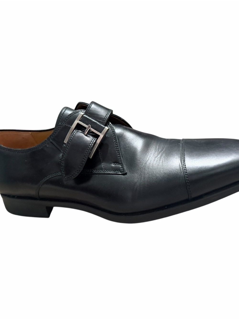 MAGNANNI ✘ Black Double Monk Strap Cap Toe Dress Shoes 7 Leather Spain - Picture 8 of 14